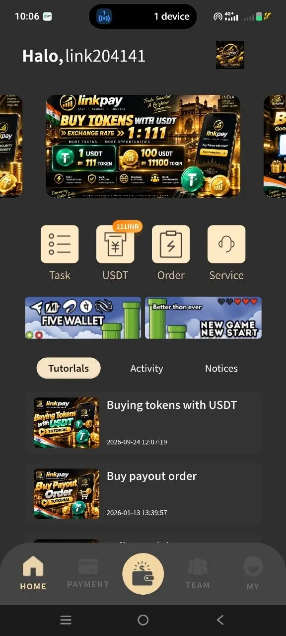 LinkPay Home – Buy Tokens with USDT